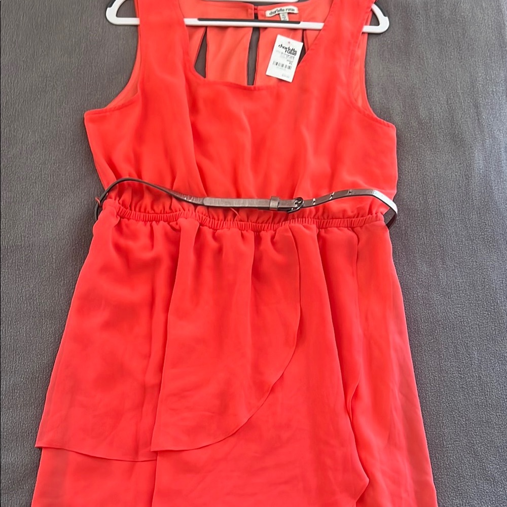 Charlotte Russe Coral Sleeveless Dress with Belt Sz XL